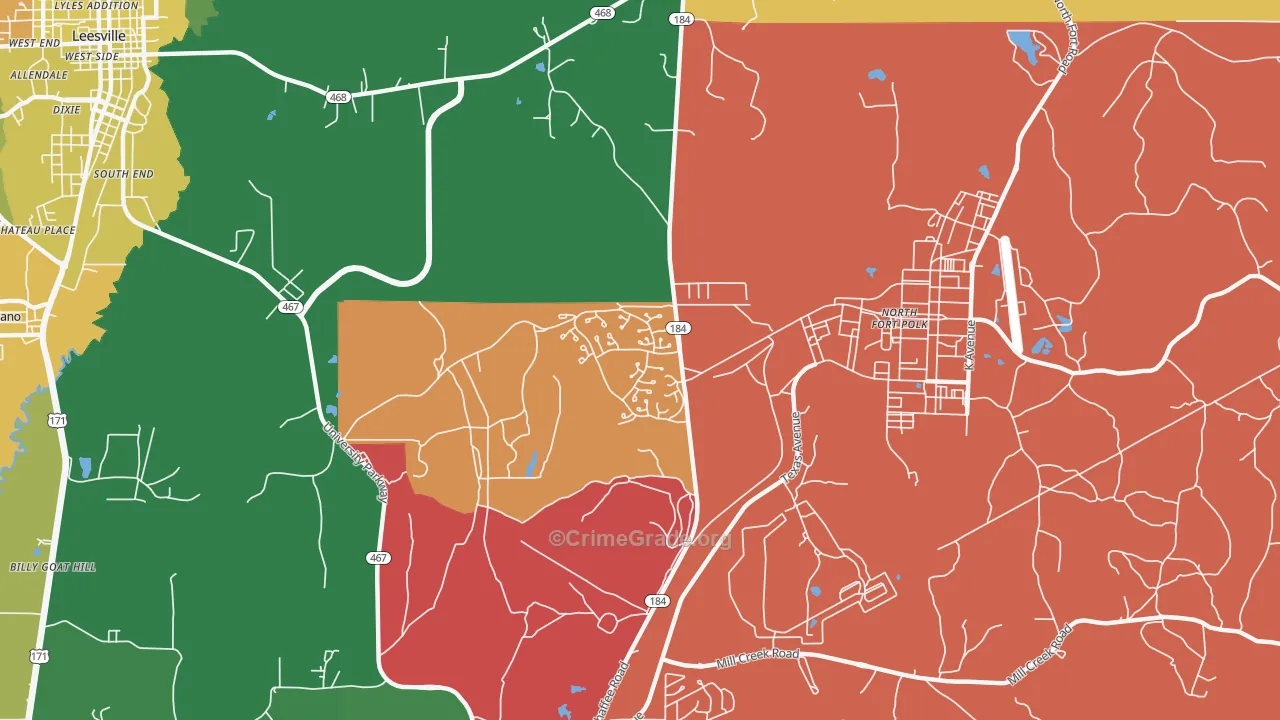 Fort Polk North, LA Map of Assault Rates