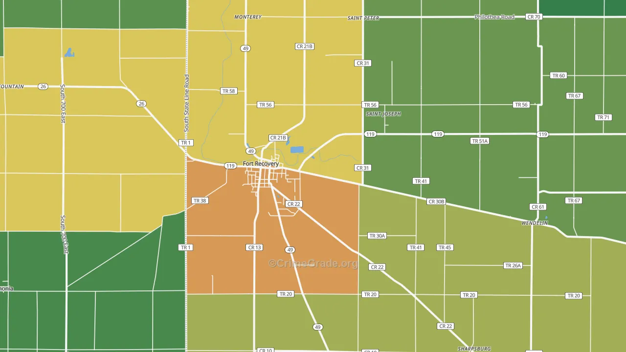 Fort Recovery, OH Map of Assault Rates