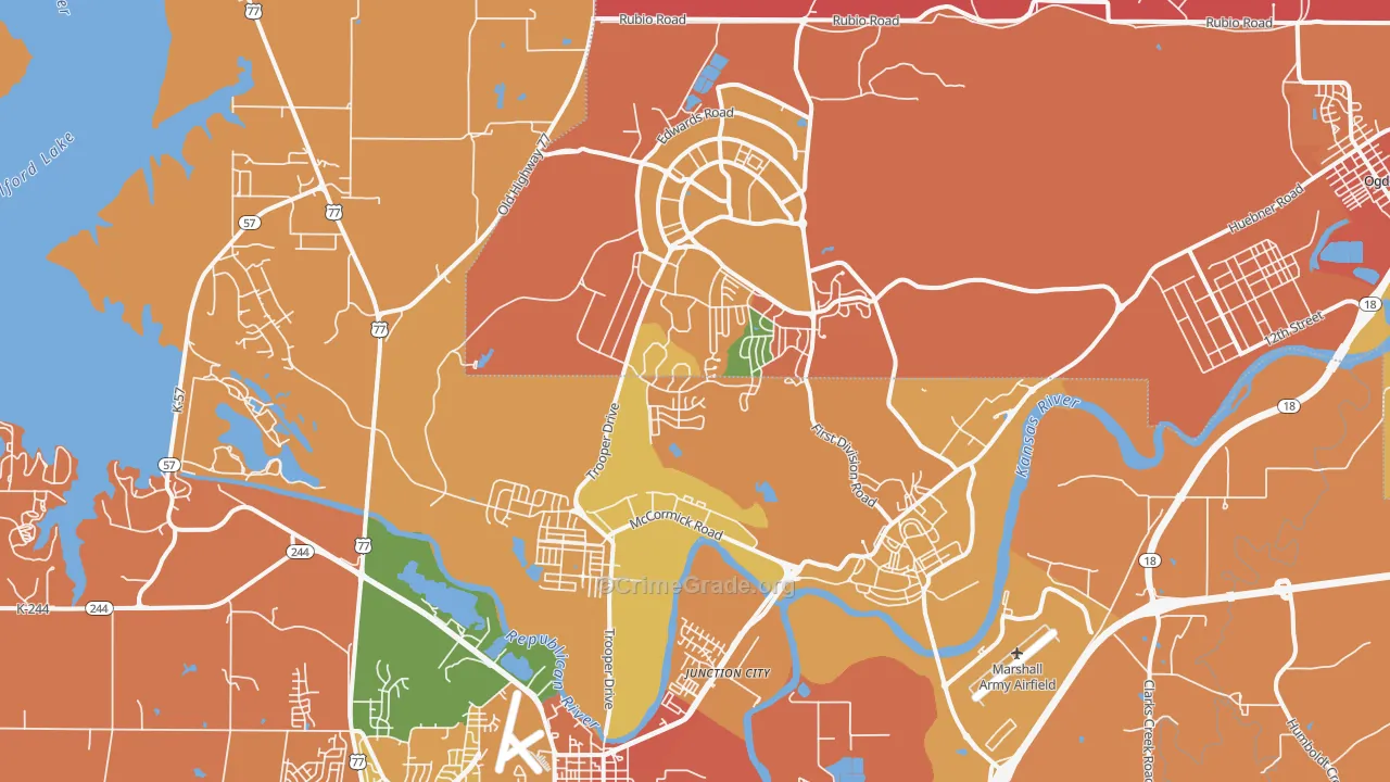 Fort Riley, KS Map of Assault Rates