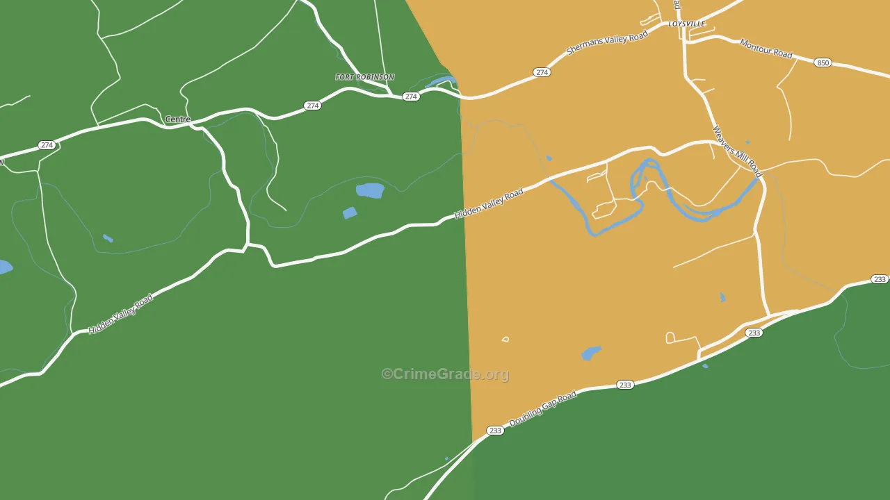 Fort Robertson, PA Map of Assault Rates