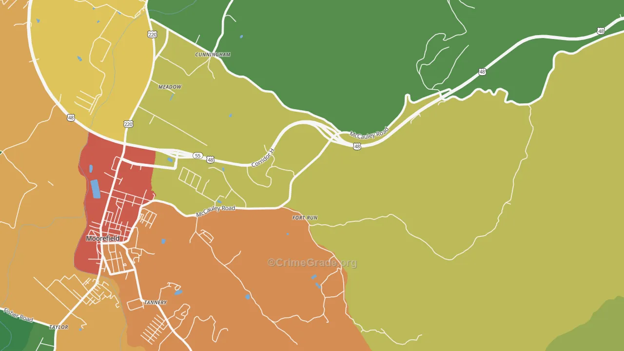 Fort Run, WV Map of Assault Rates