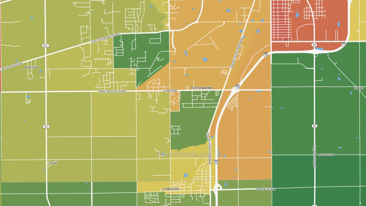 Fort Shawnee, OH Map of Assault Rates