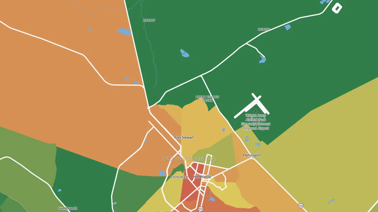 Fort Stewart, GA Map of Assault Rates