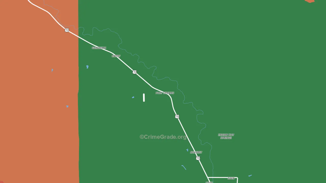 Fort Thomas, AZ Map of Assault Rates
