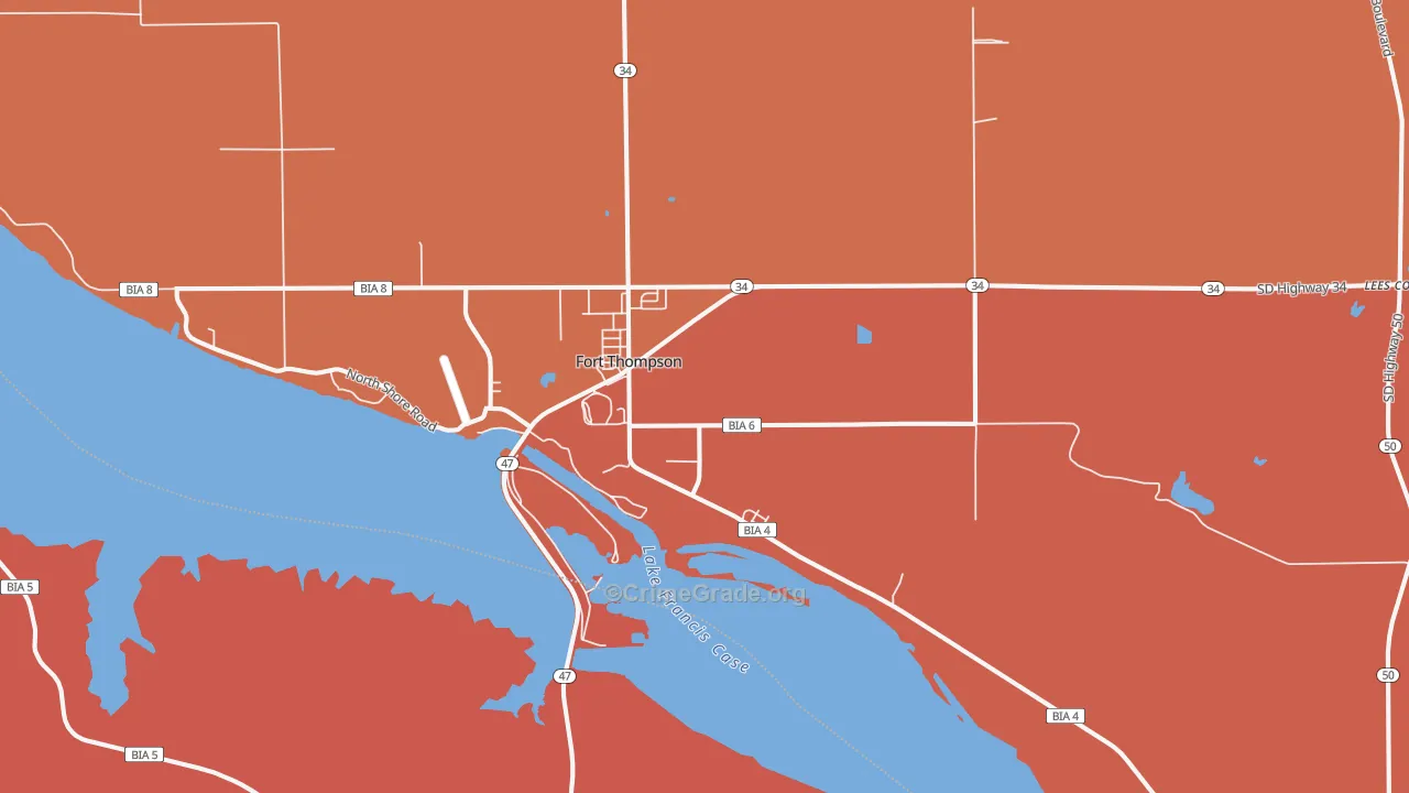 Fort Thompson, SD Map of Assault Rates