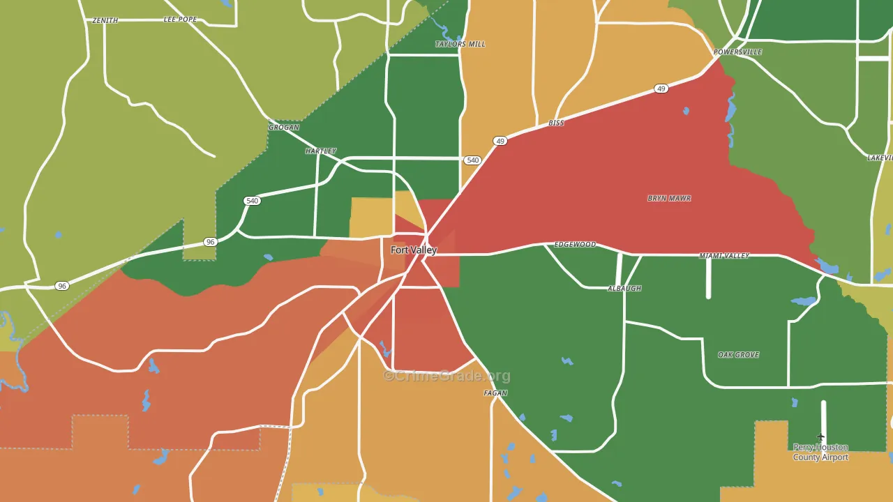 Fort Valley, GA Map of Assault Rates