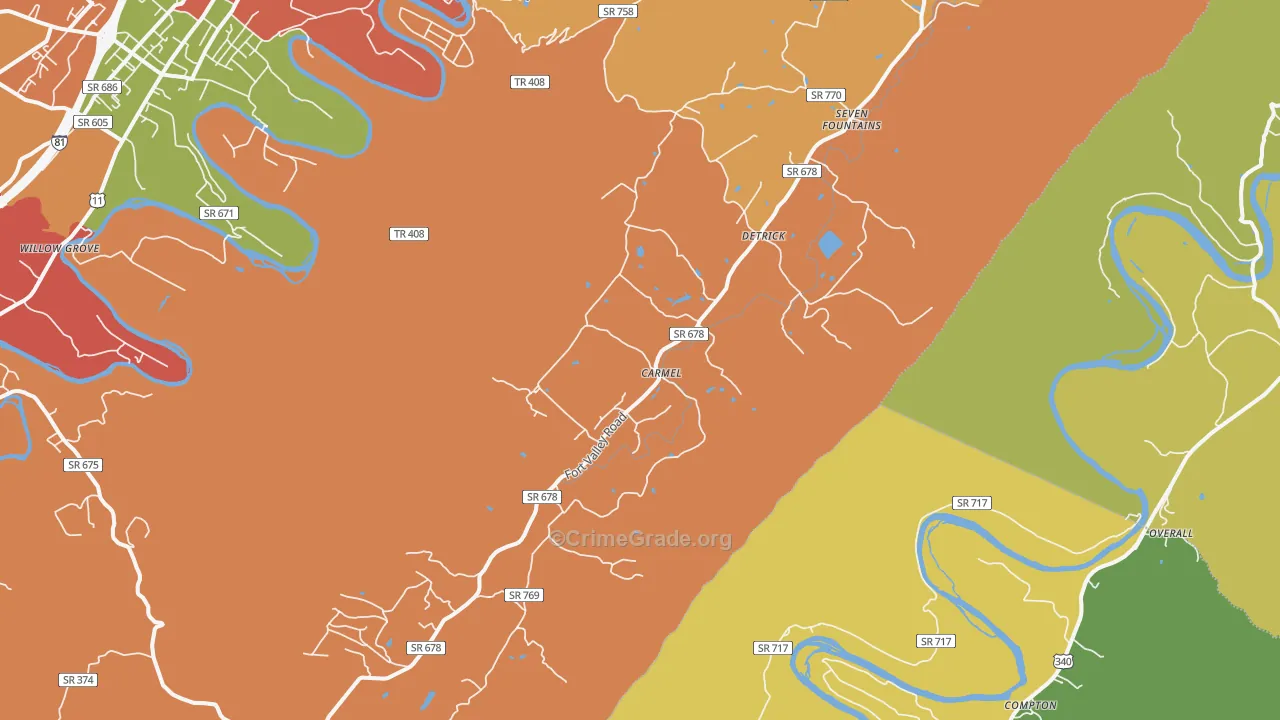 Fort Valley, VA Map of Assault Rates