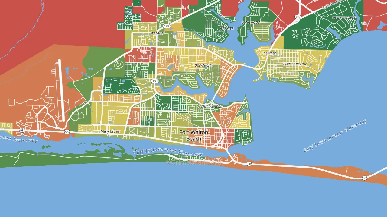 Fort Walton Beach, FL Map of Assault Rates