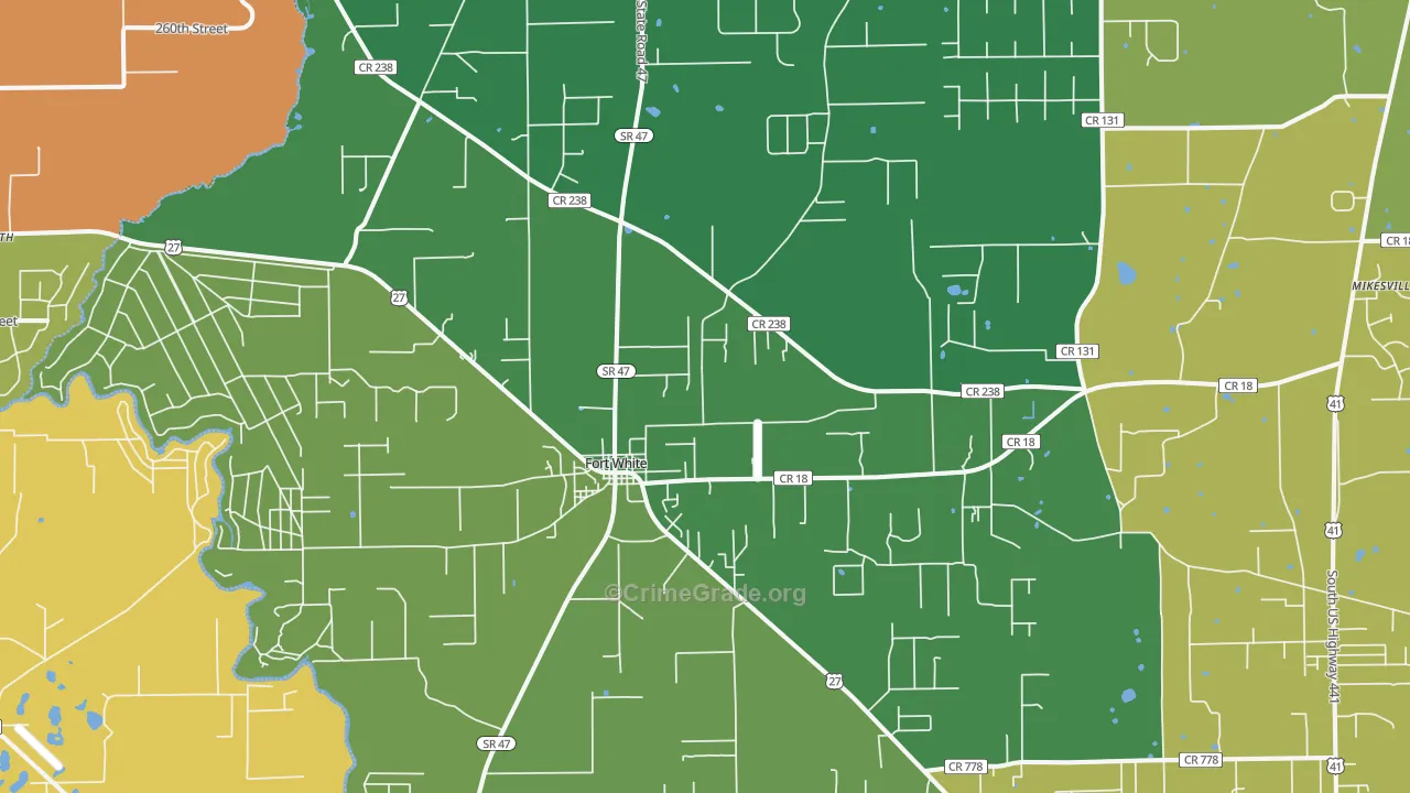 Fort White, FL Map of Assault Rates