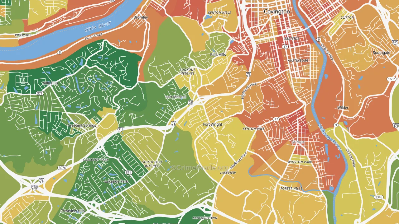 Fort Wright, KY Map of Assault Rates