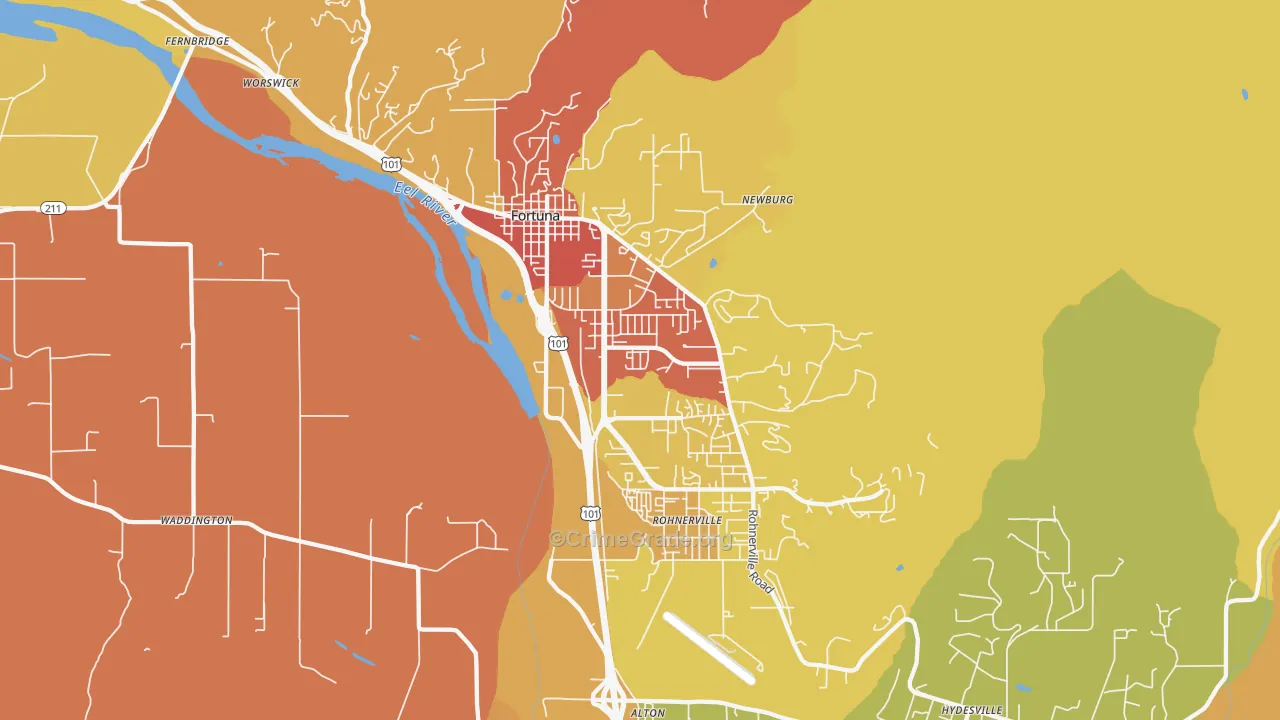 Fortuna, CA Map of Assault Rates