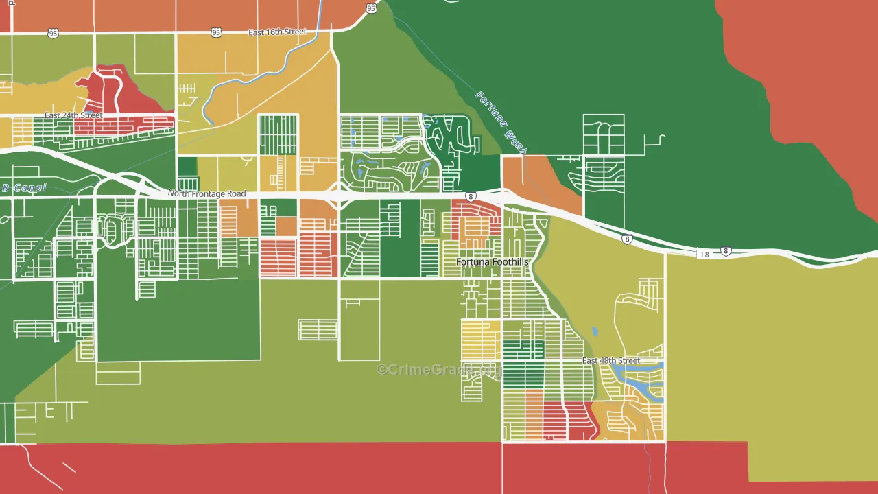 Fortuna Foothills, AZ Map of Assault Rates