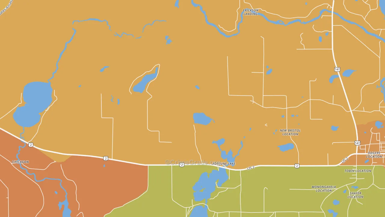 Fortune Lake, MI Map of Assault Rates