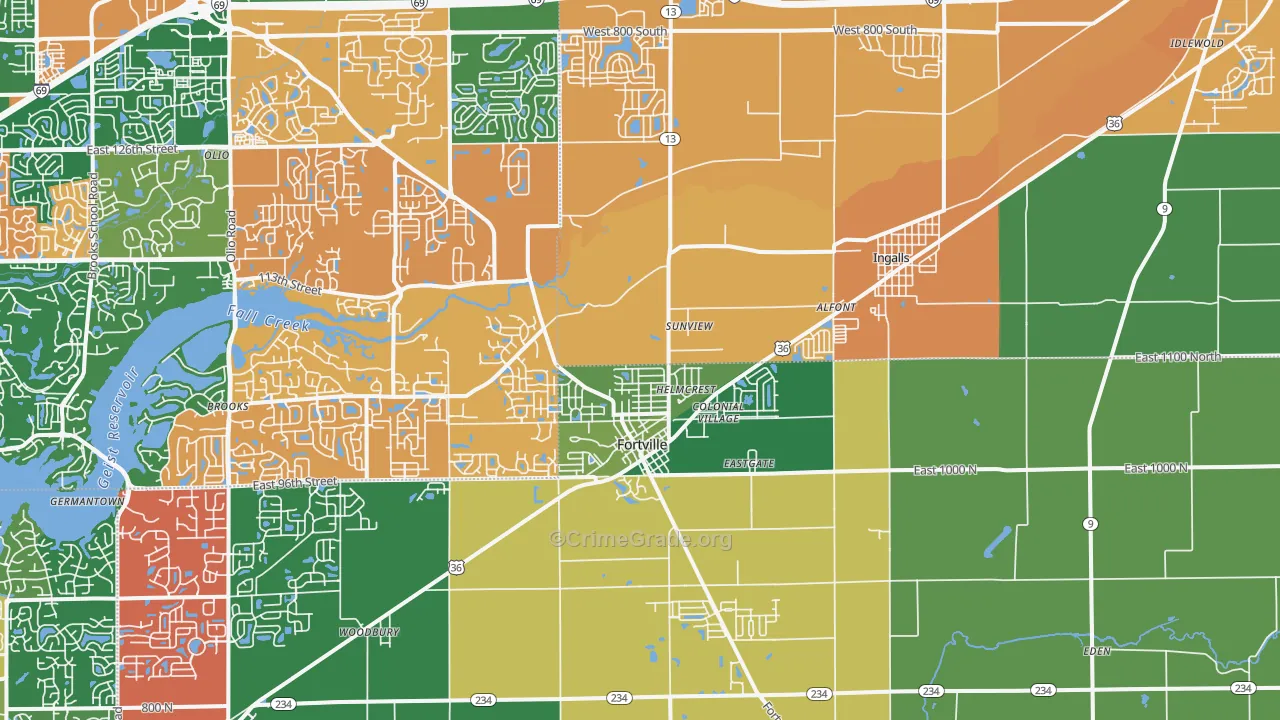Fortville, IN Map of Assault Rates