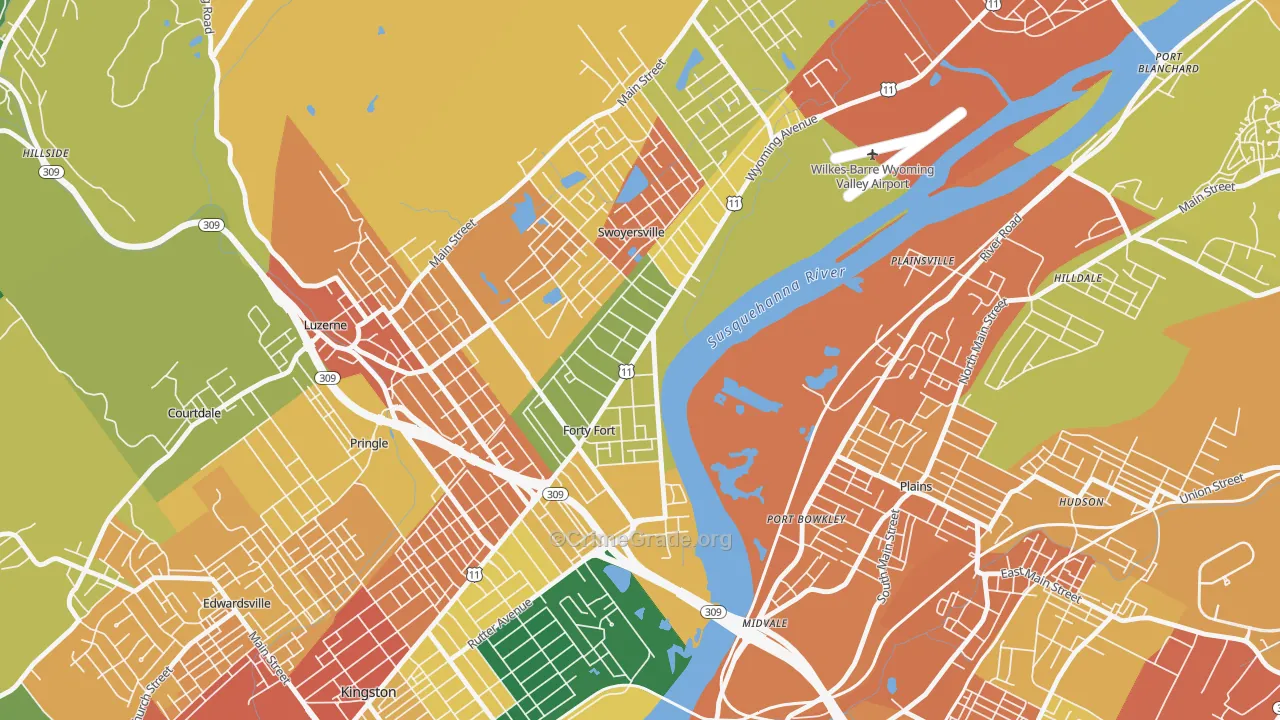 Forty Fort, PA Map of Assault Rates