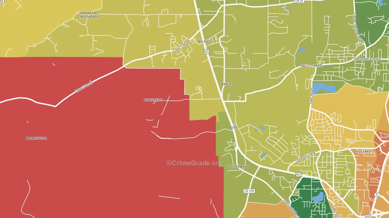 Fosheeton, AL Map of Assault Rates