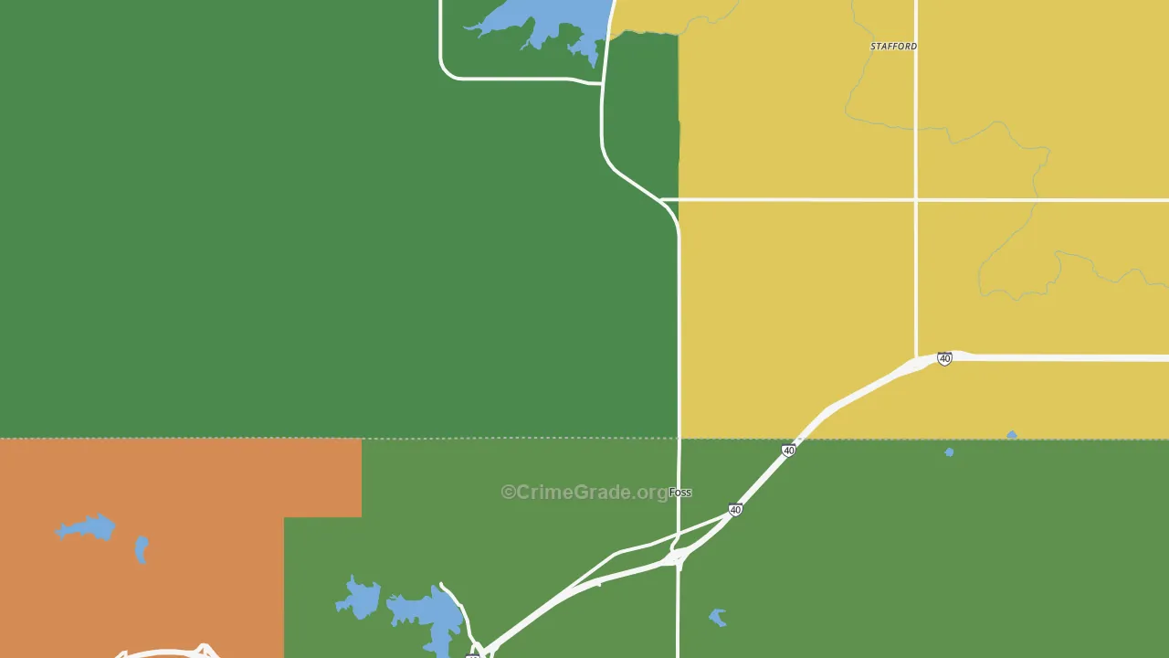 Foss, OK Map of Assault Rates