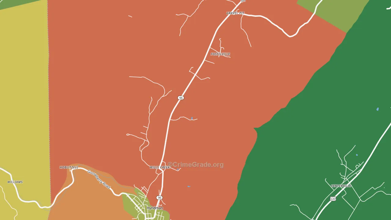 Fossilville, PA Map of Assault Rates