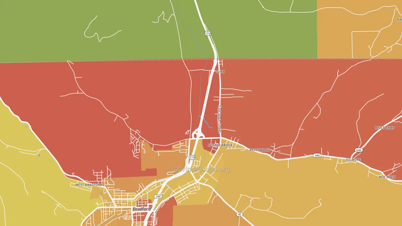 Foster Brook, PA Map of Assault Rates