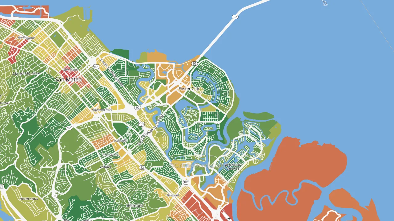 Foster City, CA Map of Assault Rates