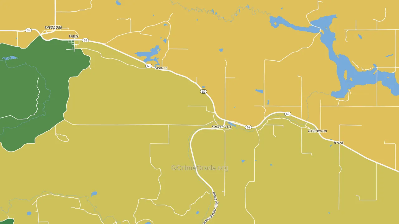 Foster City, MI Map of Assault Rates