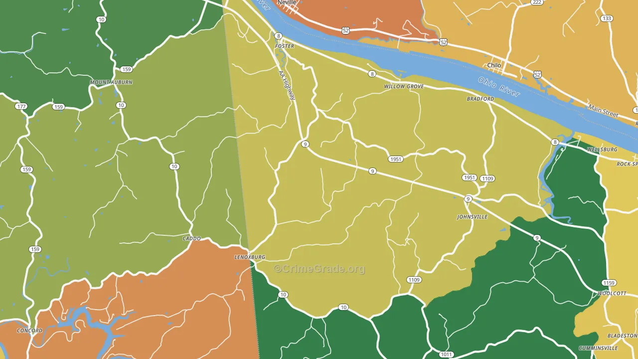 Foster, KY Map of Assault Rates