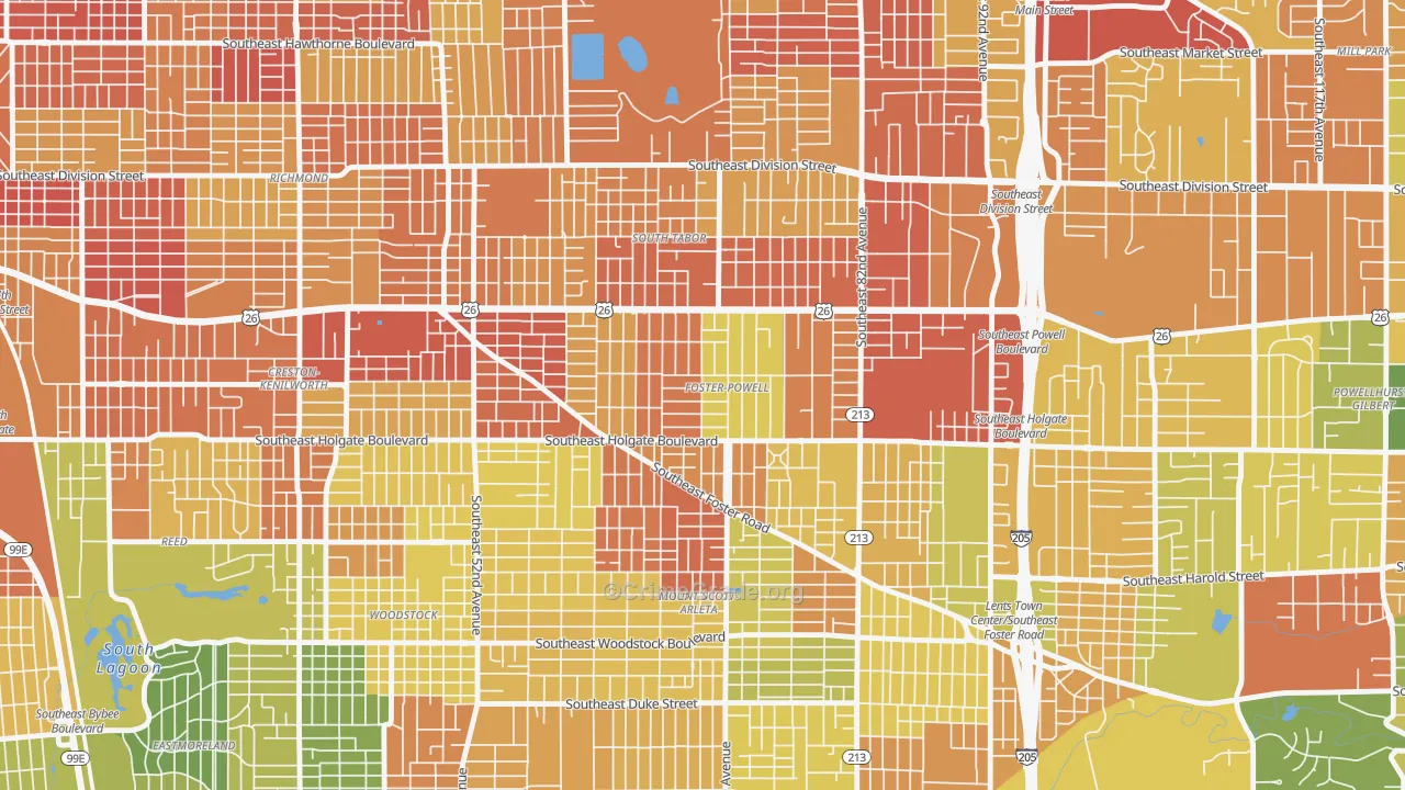 Foster-Powell, Portland, OR Map of Assault Rates