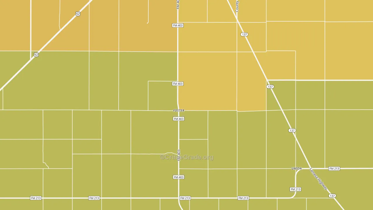 Foster, TX Map of Assault Rates