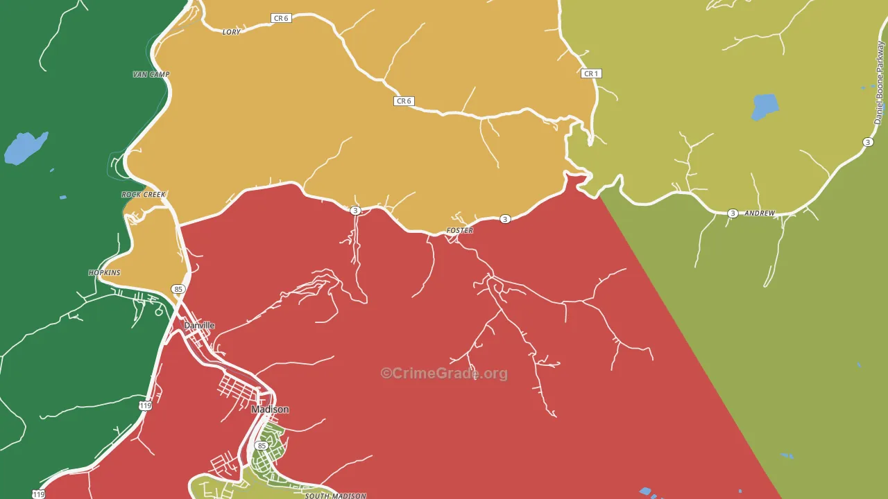 Foster, WV Map of Assault Rates