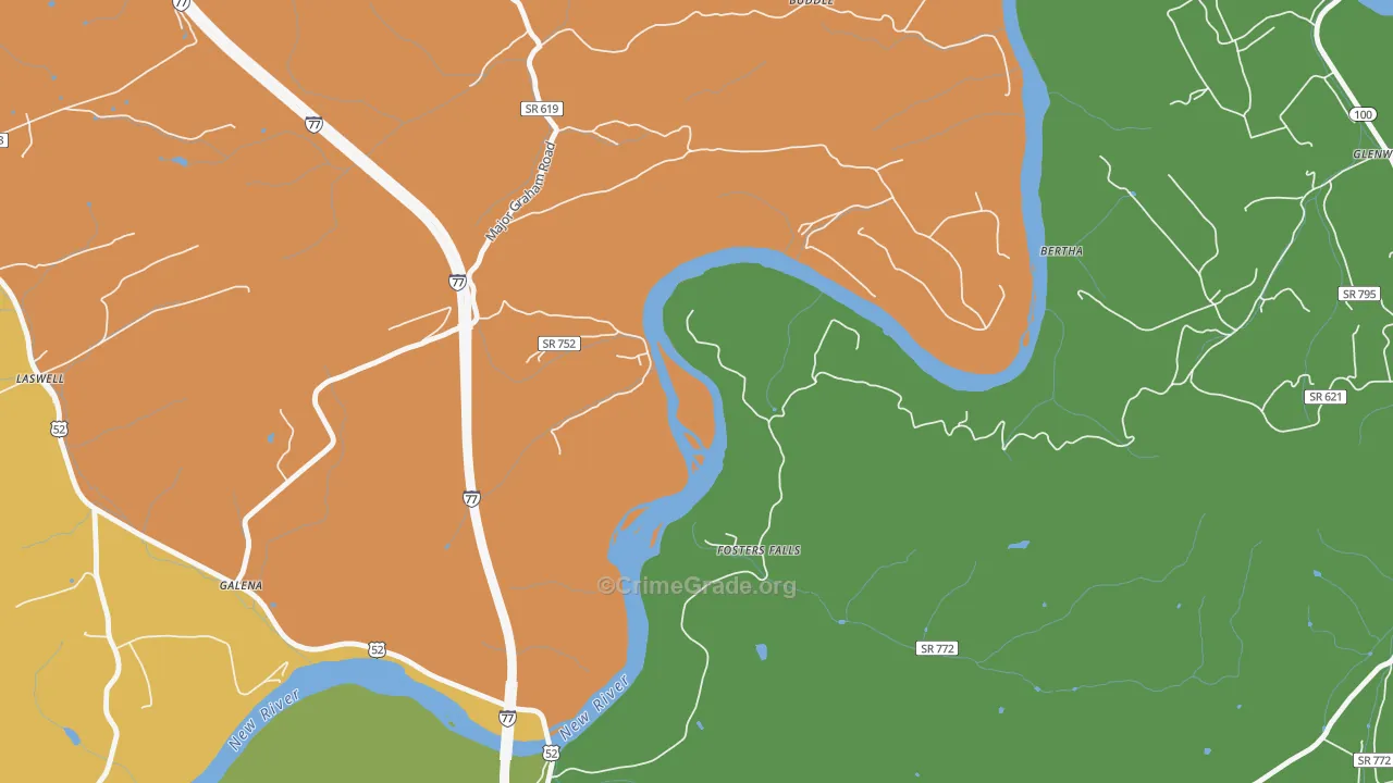 Fosters Falls, VA Map of Assault Rates