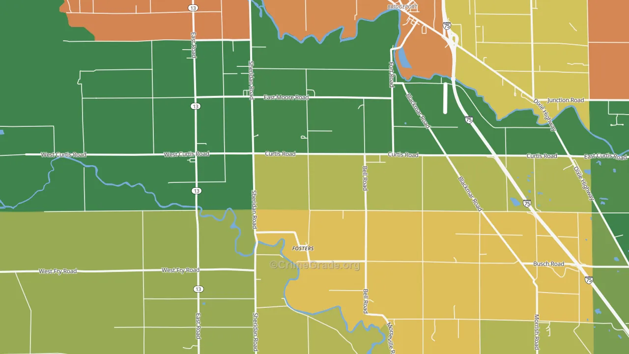 Fosters, MI Map of Assault Rates
