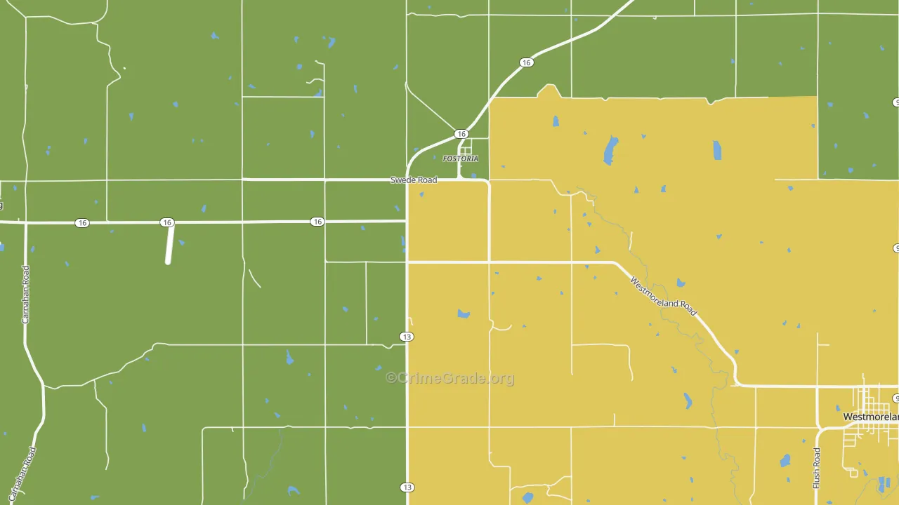 Fostoria, KS Map of Assault Rates