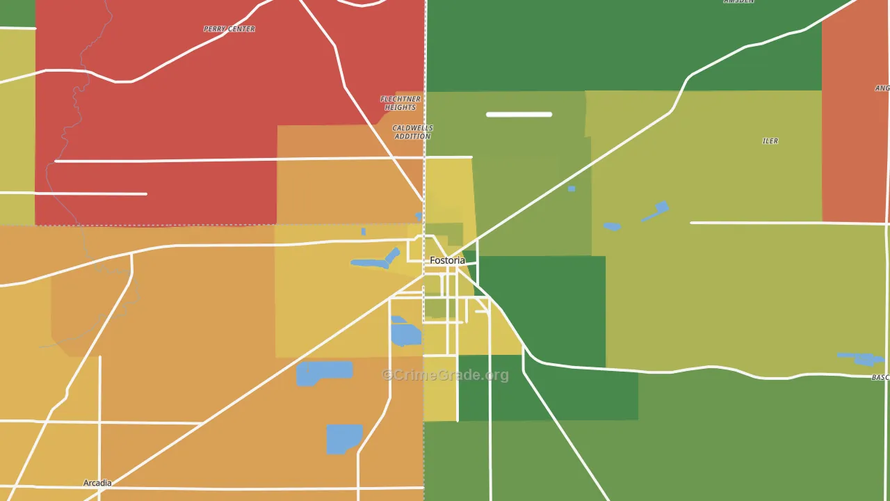Fostoria, OH Map of Assault Rates