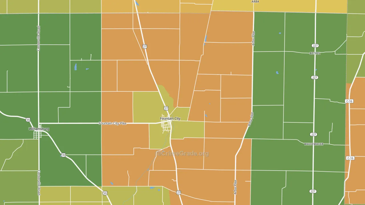Fountain City, IN Map of Assault Rates