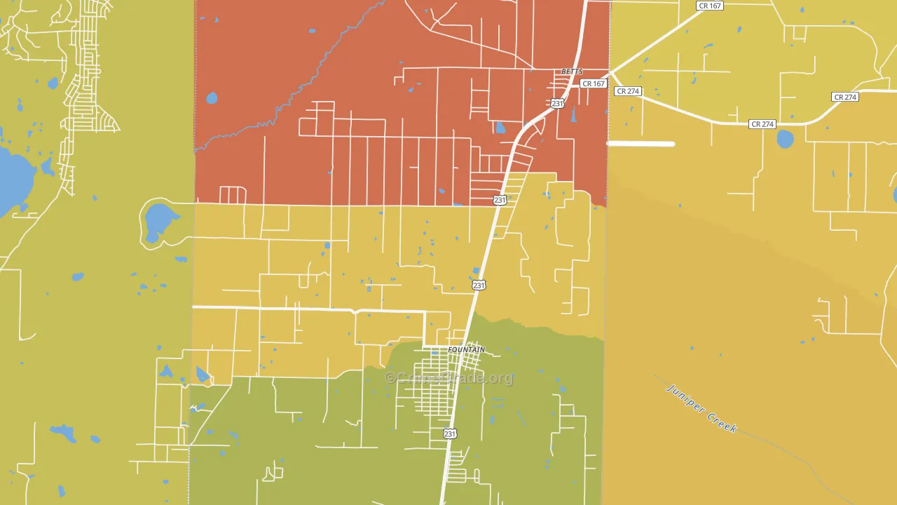 Fountain, FL Map of Assault Rates