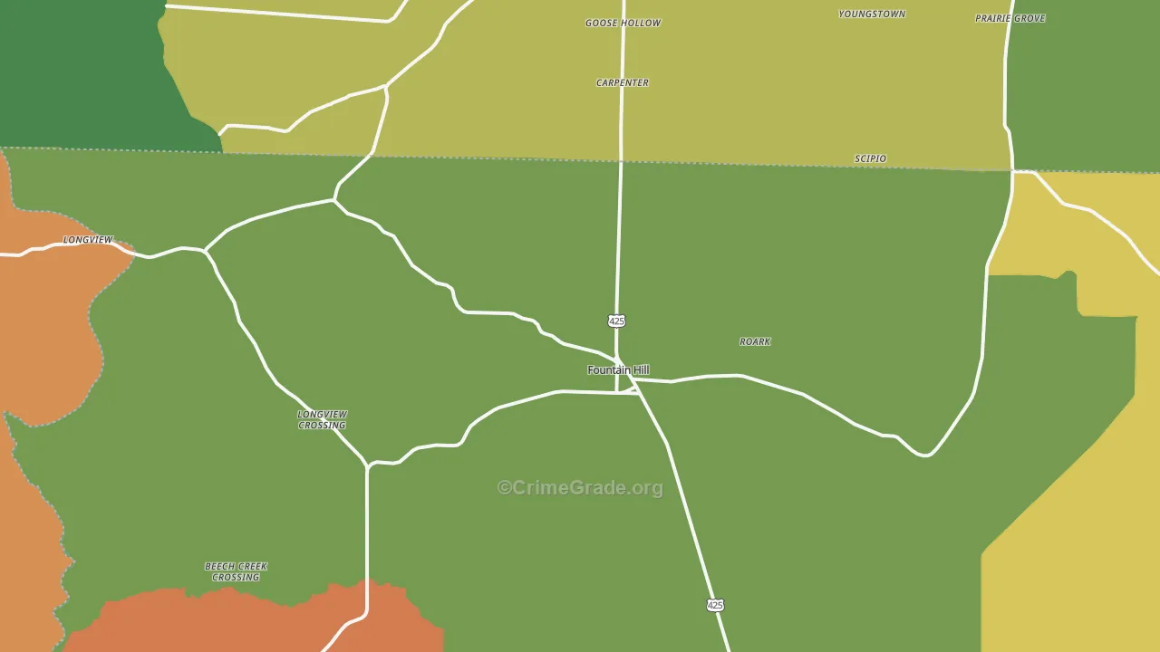 Fountain Hill, AR Map of Assault Rates