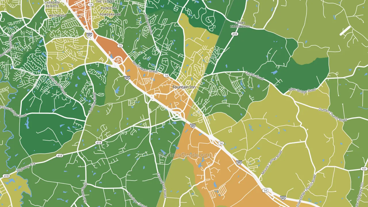 Fountain Inn, SC Map of Assault Rates