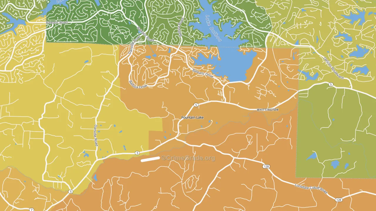 Fountain Lake, AR Map of Assault Rates