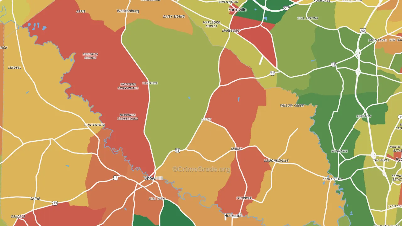 Fountain, NC Map of Assault Rates
