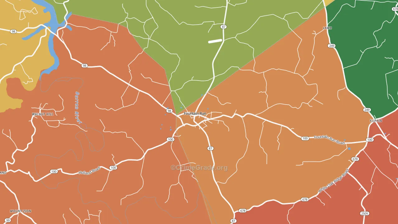 Fountain Run, KY Map of Assault Rates
