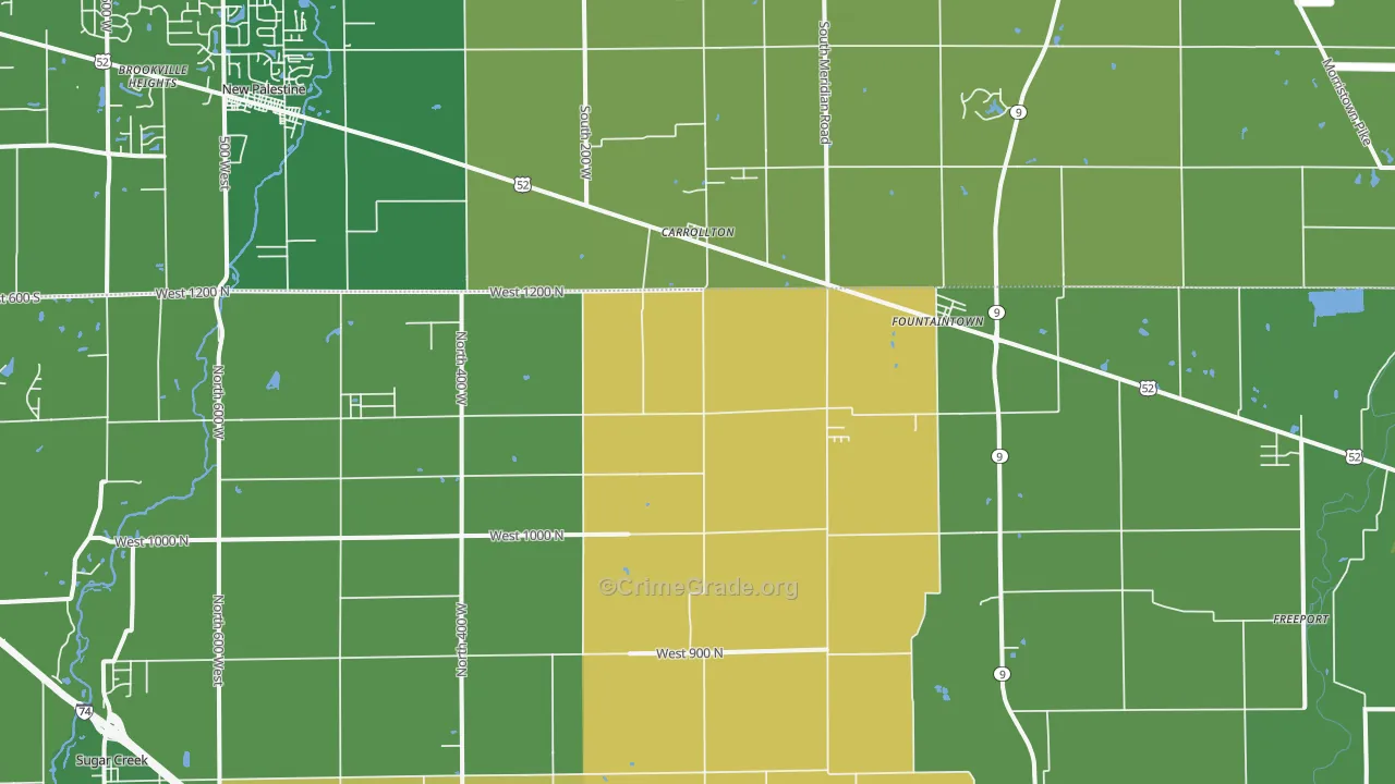 Fountaintown, IN Map of Assault Rates