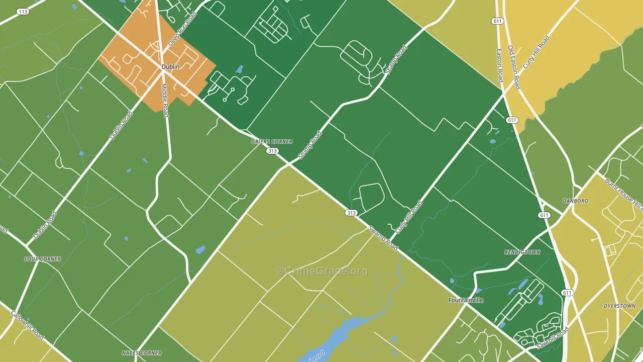 Fountainville, PA Map of Assault Rates