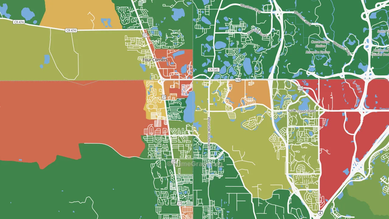 Four Corners, FL Map of Assault Rates