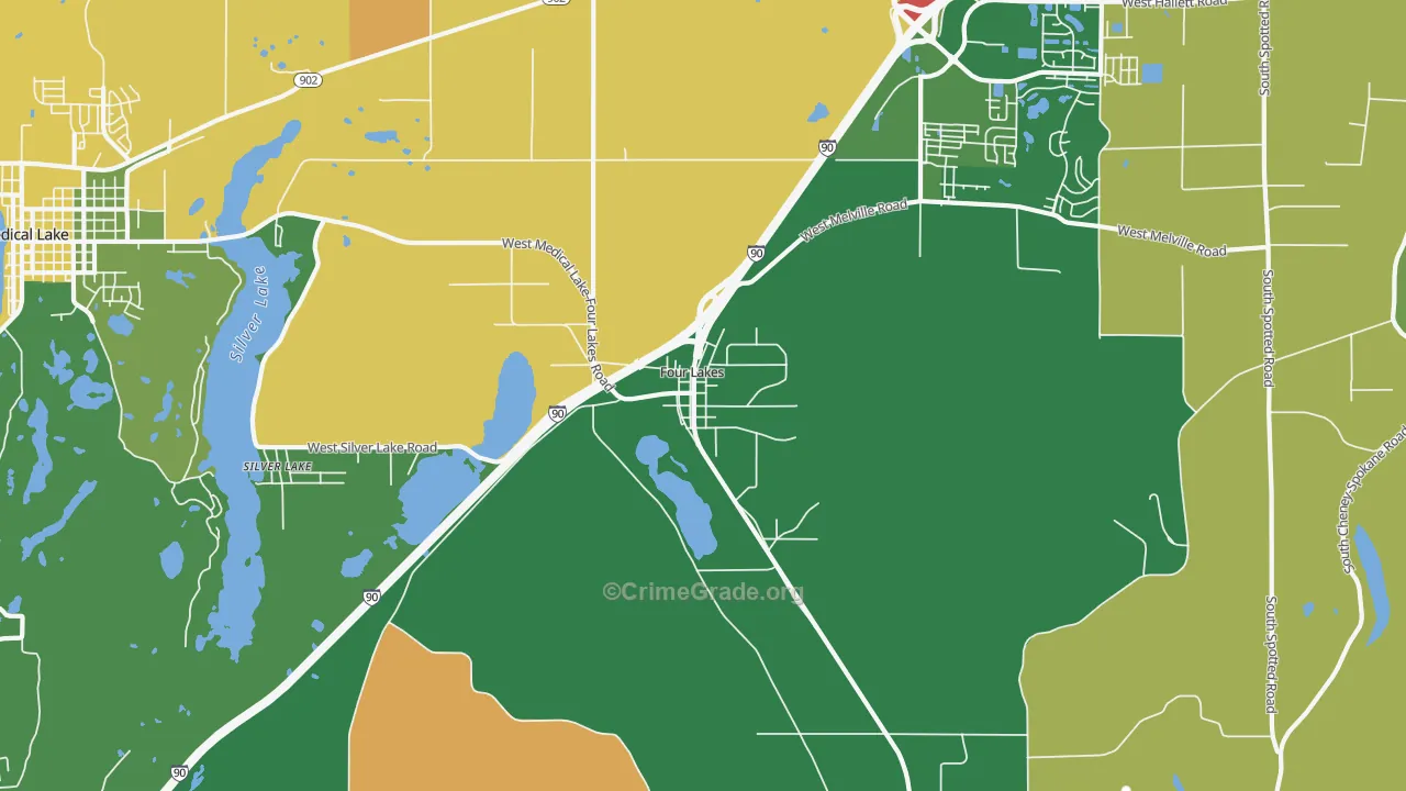Four Lakes, WA Map of Assault Rates