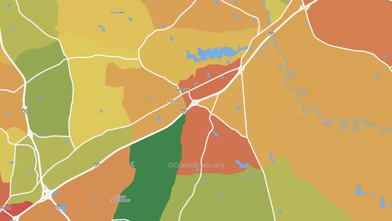 Four Oaks, NC Map of Assault Rates