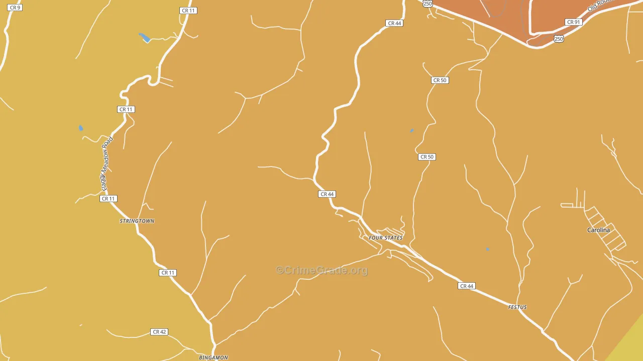 Four States, WV Map of Assault Rates