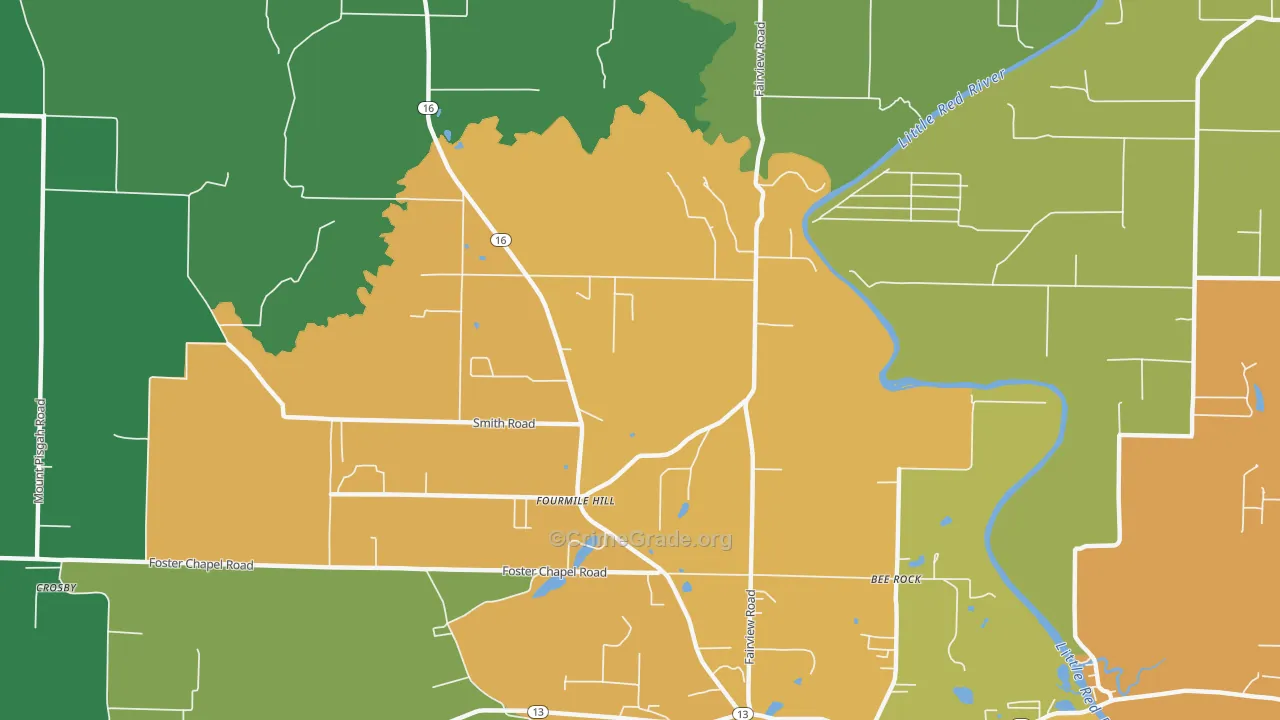 Fourmile Hill, AR Map of Assault Rates