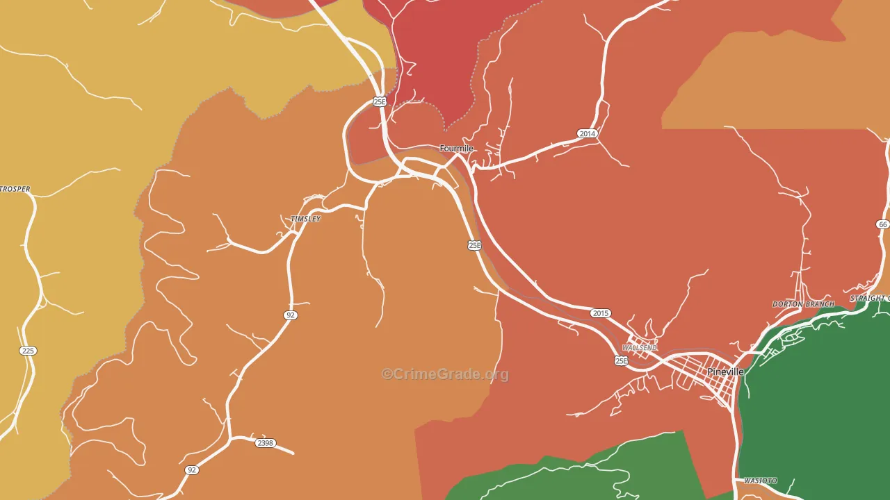 Fourmile, KY Map of Assault Rates