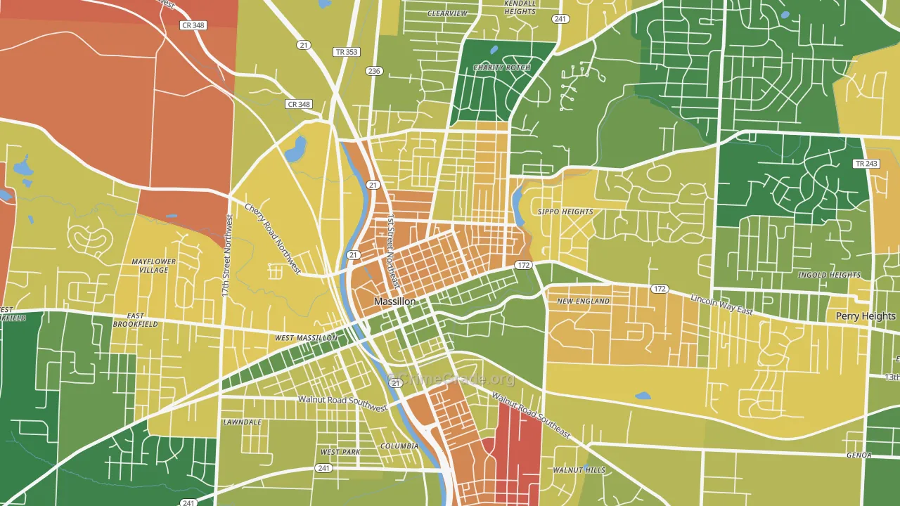 Fourth Street Historic District, Massillon, OH Map of Assault Rates