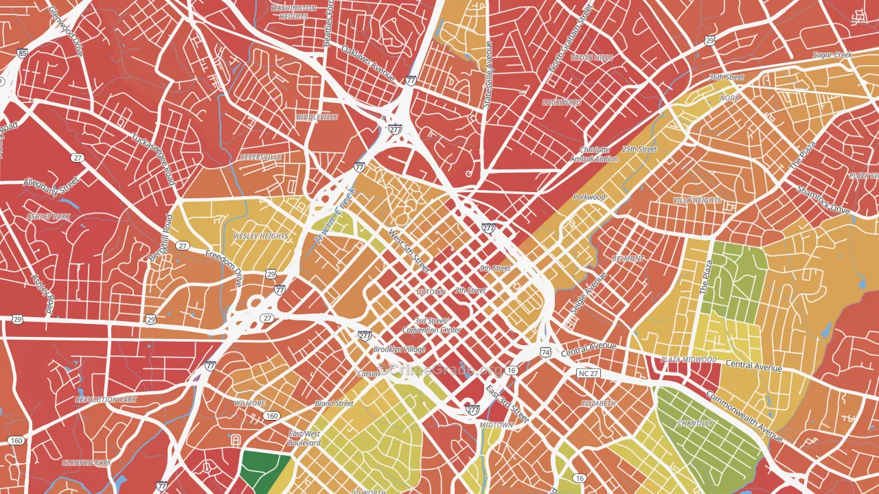 Fourth Ward, Charlotte, NC Map of Assault Rates